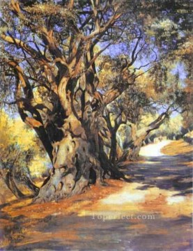Road from Rome to Albano Polish landscape Henryk Siemiradzki woods forest Oil Paintings
